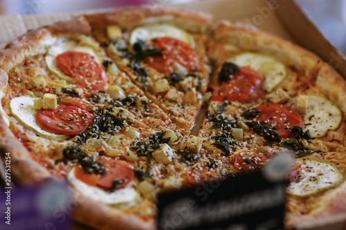 vegan pizza assortment in slice on plate