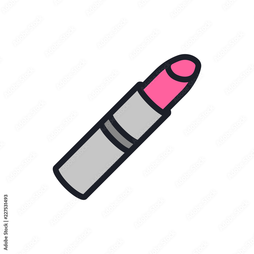 Lipstick Cosmetic. Beauty Salon Minimal Flat Color Line Stroke Icon Pictogram Lipstick Cosmetic. Beauty Salon Minimal Flat Color Line Stroke Icon Pictogram