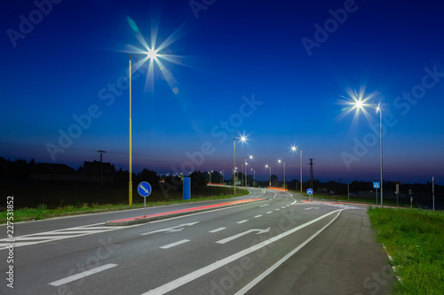 modern led street lights after sunset