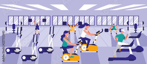 people practicing sport in gym