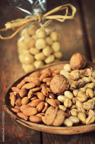  almonds and pistachios in a bowl