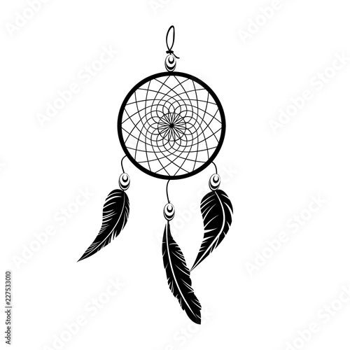 Indian  black dream catcher vector dreamcatcher tattoo  on white background illustration
