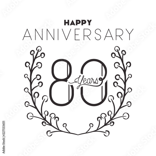 number 80 for anniversary celebration card icon