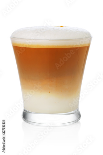 Glass of cappuccino on white
