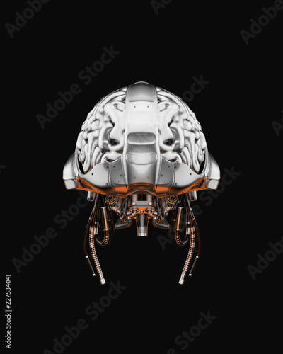 Sci-fi robotic brain organ  3d illustration