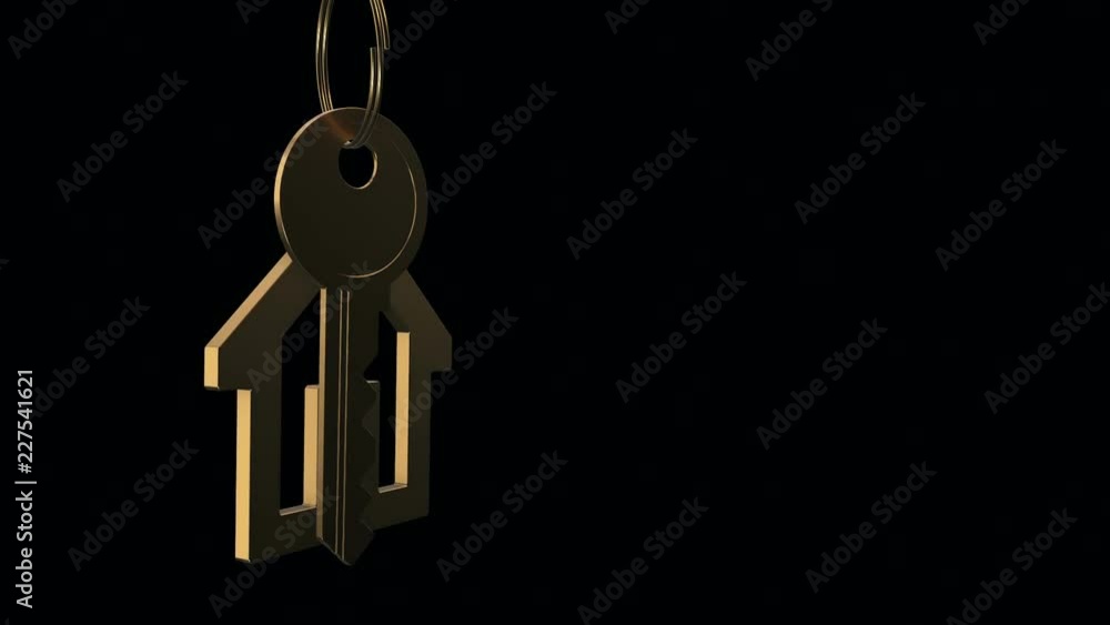 Animation of rotation keys from a new home with trinket like house icon. Animation of seamless loop.