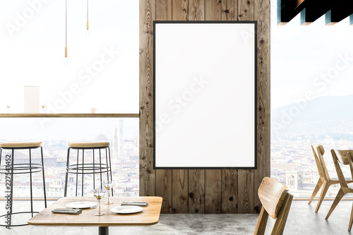 Wooden cafe interior, poster