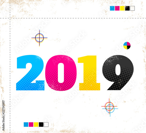 Retro poster for new year 2019