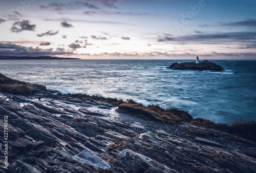 Godrevy cornwall england uk sunset 