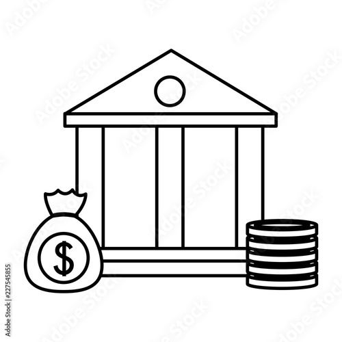 bank money bag and coins fintech isolated