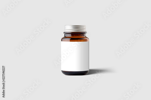 Fotografie Supplement Amber  Bottle & Box Mockup on light grey background