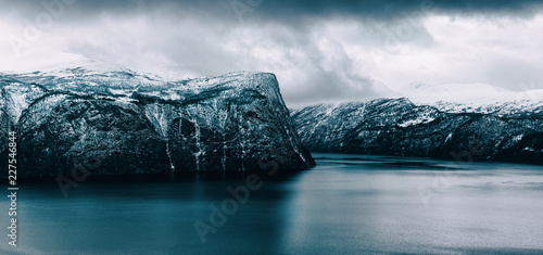 Nordic Winter - Dramatic Coastal Landscape on Cold Moody Winter photo