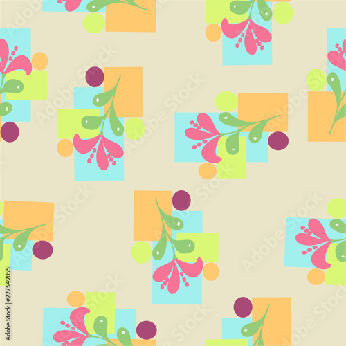 flowers with colored figures on a light brown