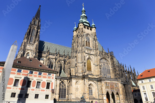Gothic St. Vitus  Cathedral on Prague Castle in the sunny Day  Czech Republic