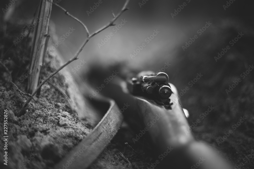 German Military Ammunition Of World War II On Ground. Rifle Clos Stock ...