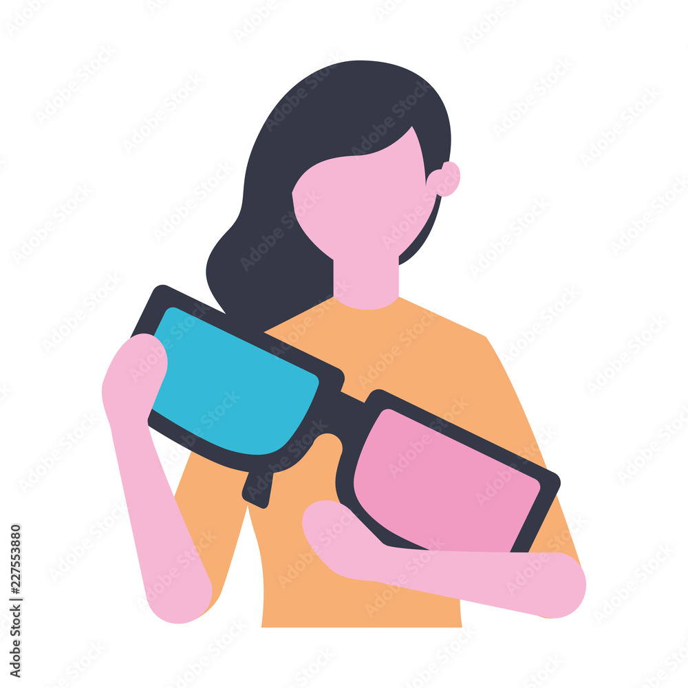 woman holding 3d glasses cinema movie woman holding 3d glasses cinema movie