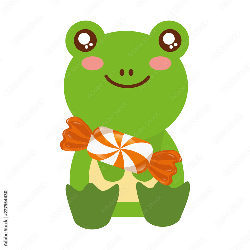 Obraz premium cute frog with sweet candy