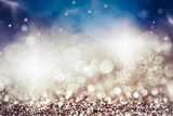 abstract Christmas background with holiday lights and copy space - magic bokeh glitter with blinking stars and falling snowflakes