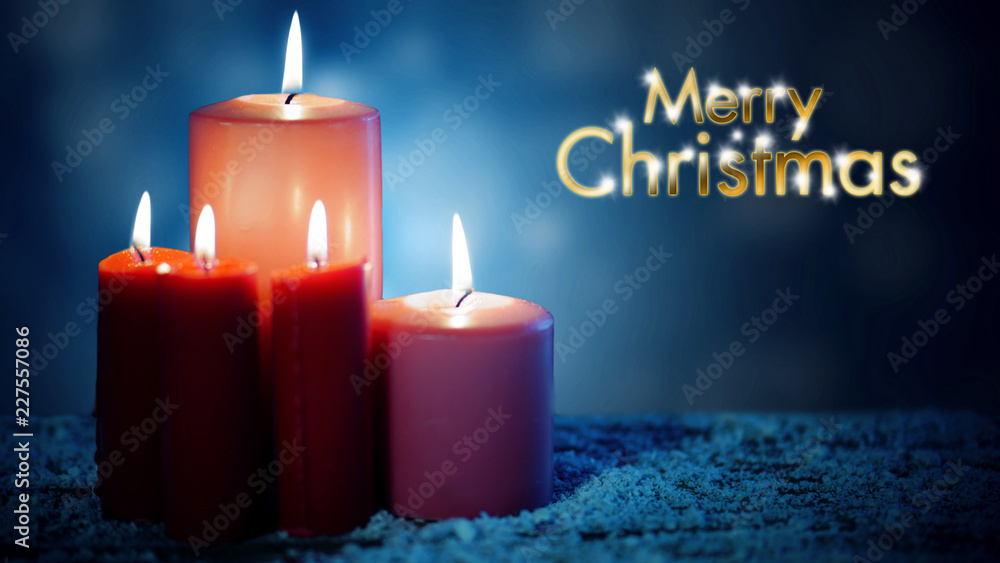 Five candles with word of Merry Christmas Five candles with word of Merry Christmas