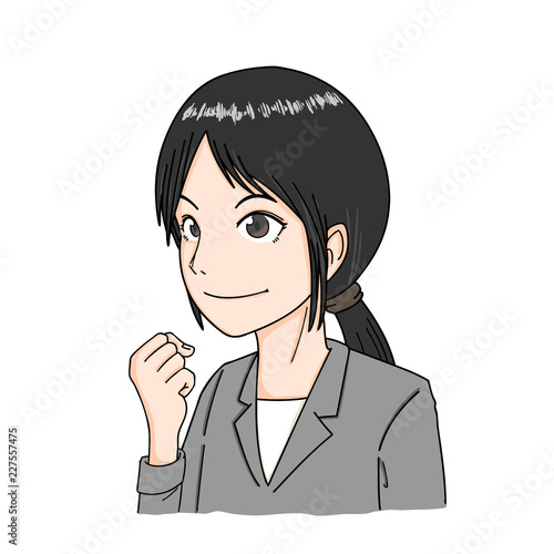 ガッツポーズ　女性　キャリアウーマン　単体