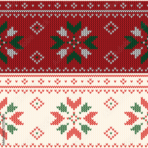 Christmas knitted pattern. Winter geometric seamless pattern. Design for sweater, scarf, comforter or clothes texture.