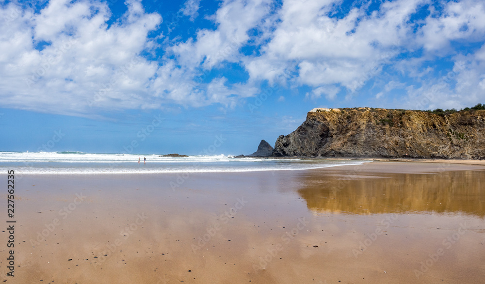 Odeceixe-mar beach.and the mouth of the Seixe River, Alentejo, Vicentine coast of Portugal