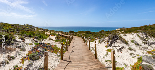 Boardwalk leading to beach, Zambujeira do Mar, Odemira, Alentejo, Vicentine coast of Portugal photo