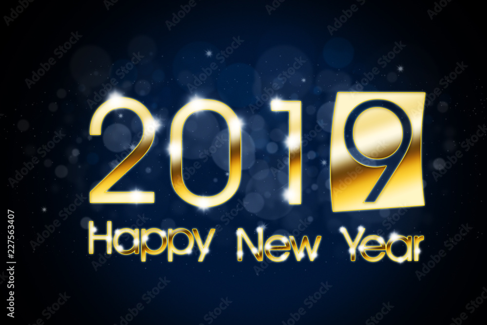 Sparkling light with 2019 Happy New Year text