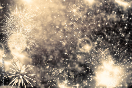 fireworks at New Year and copy space - abstract holiday background