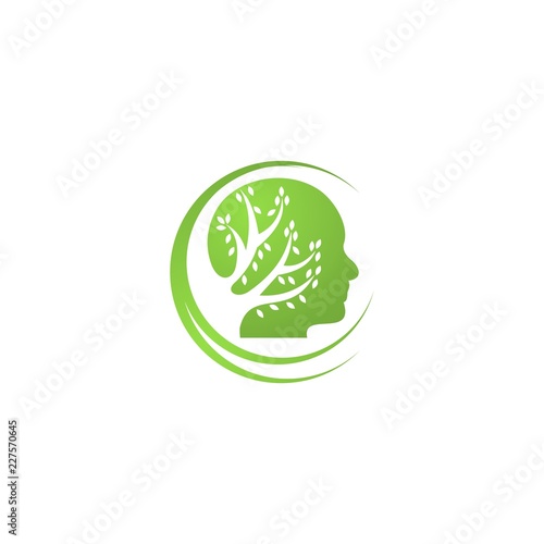 Head Human Tree Silhouette Abstract Nature Ecology Icon Logo Design Template Element Vector