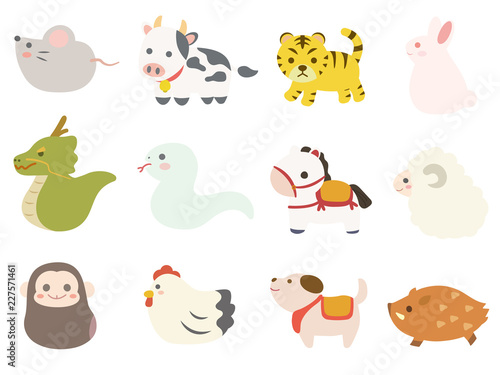 かわいい十二支のイラスト素材 Stock Vector Adobe Stock