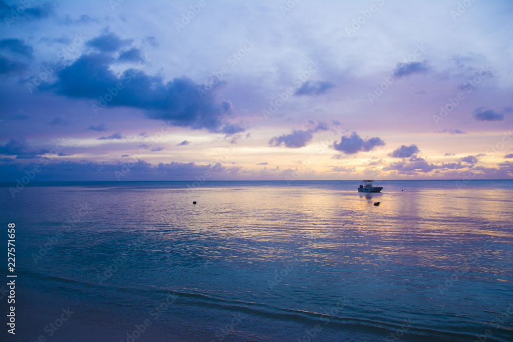 Beautiful Sunset on the beach, vacation in tropical island, Kayangel state, Palau, Pacific