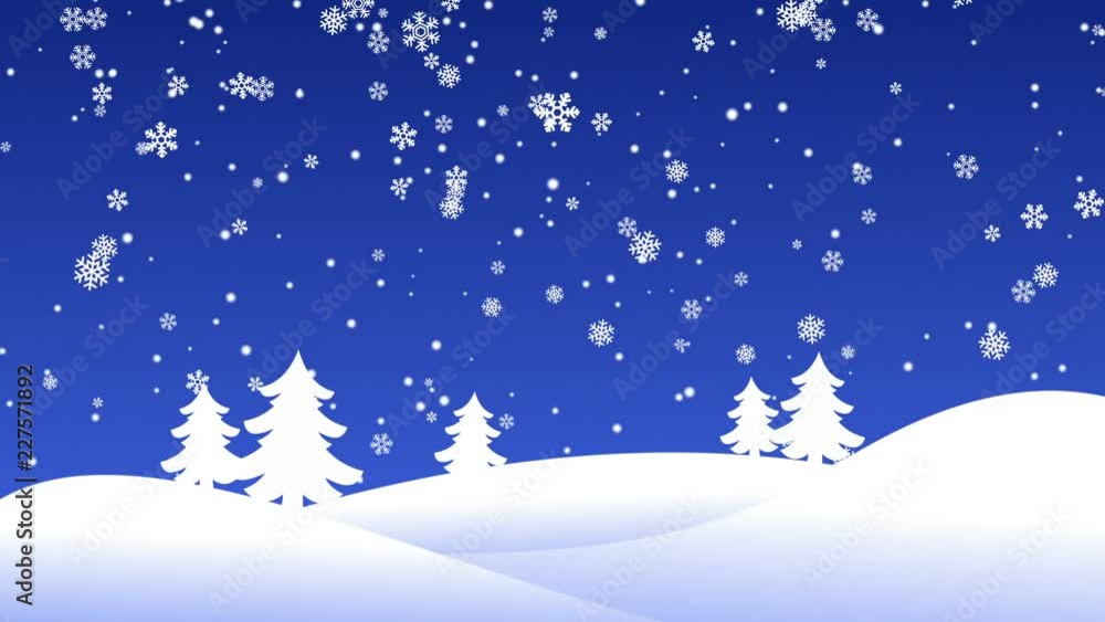 Winter background with christmas trees and snowflakes Winter background with christmas trees and snowflakes