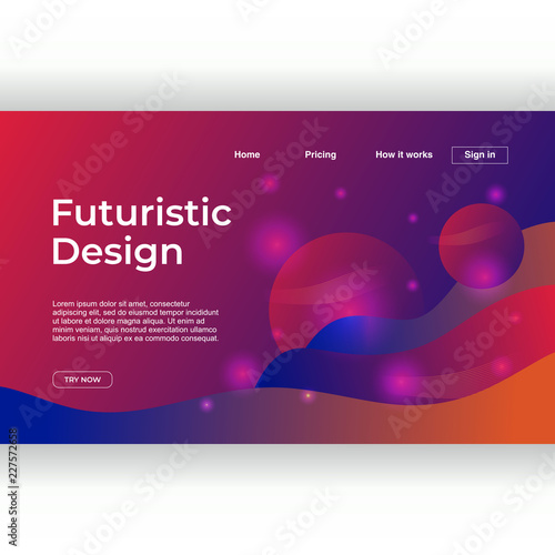 Creative futuristic design of landing page with abstract geometric gradient colorful background. Vector illustration eps 10.