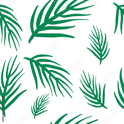Tropical palm leave seamless pattern on white background . Vector illustration EPS10.