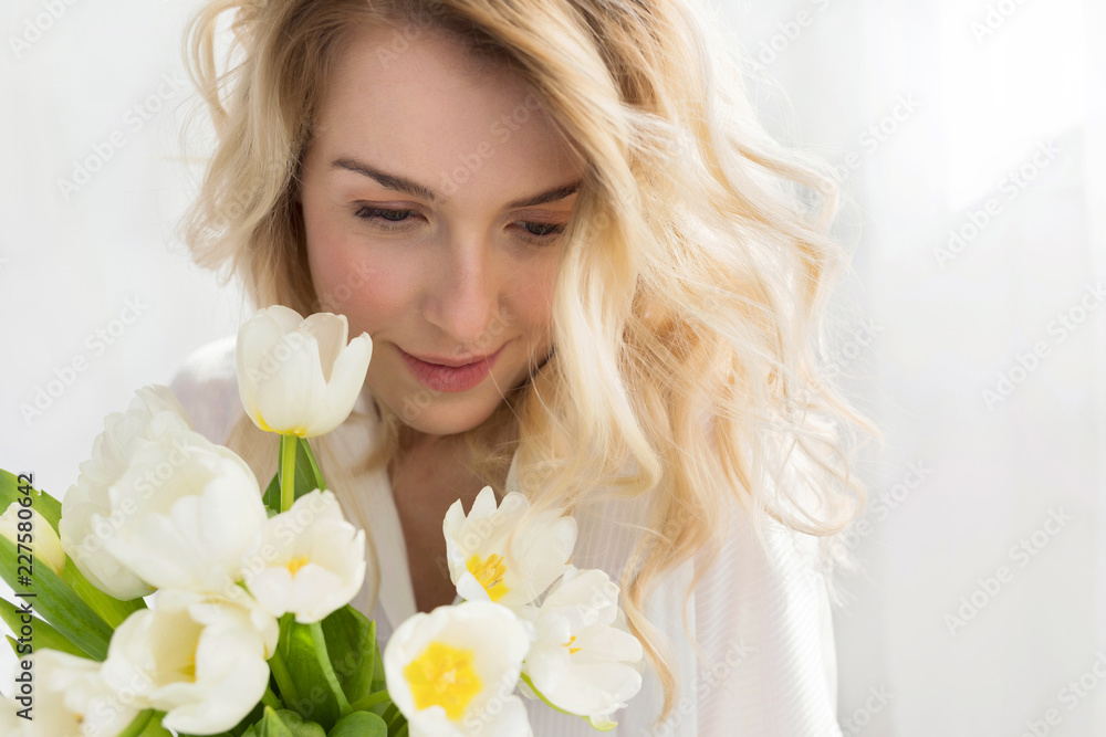 Woman Holding Tulips Bouquet Woman Holding Tulips Bouquet