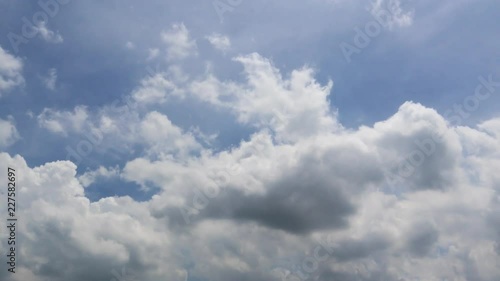 Dramatic atmosphere panorama view 4K Time-lapse footage video clip of blue sky and clouds on beautiful summer day.