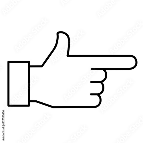 Hand pointing right sign