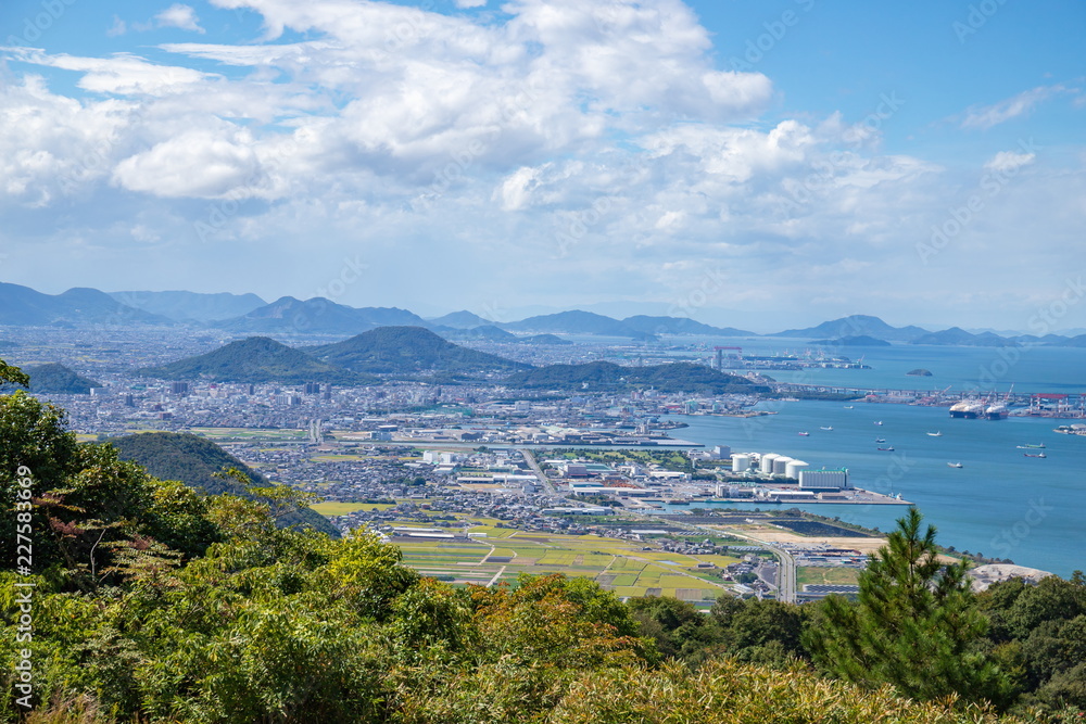 Distant view of sakaide city and port,Kagawa,Shikoku,Japan