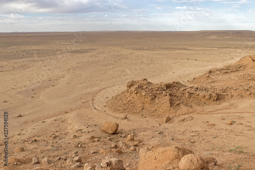Hot sand and stones in the Gobi desert.