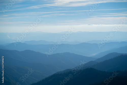 The beautiful foggy mountain landscape