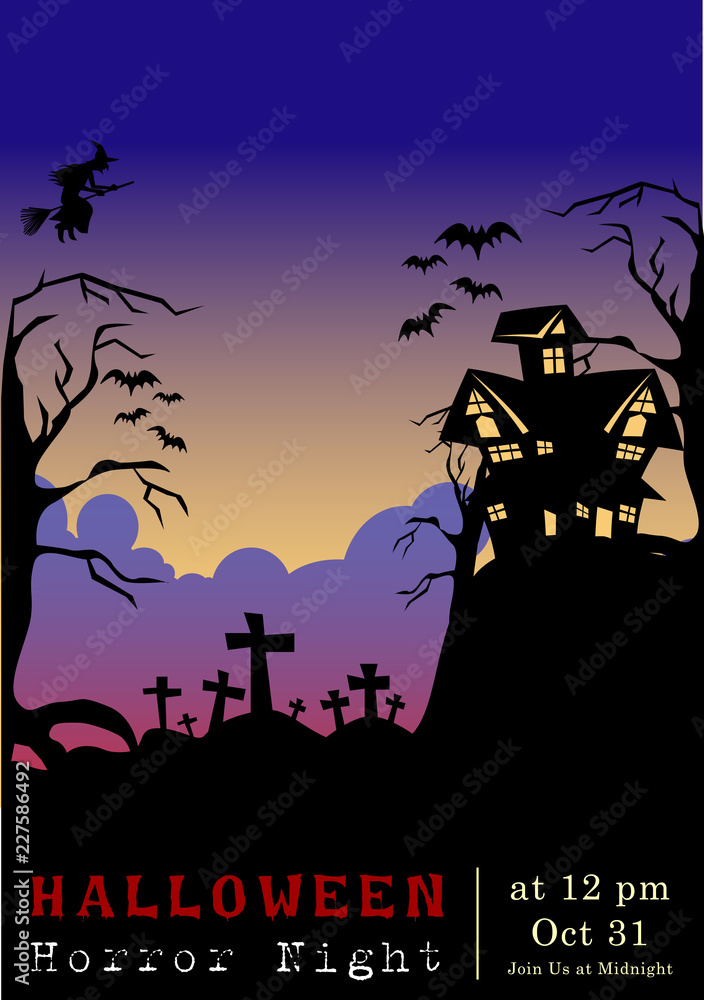 Abstract of Halloween to be the Spooky or The Horror  Banner Template Scene Background, Vector and illustration, eps 10