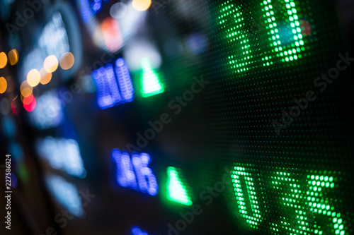 Stock market prices show on display