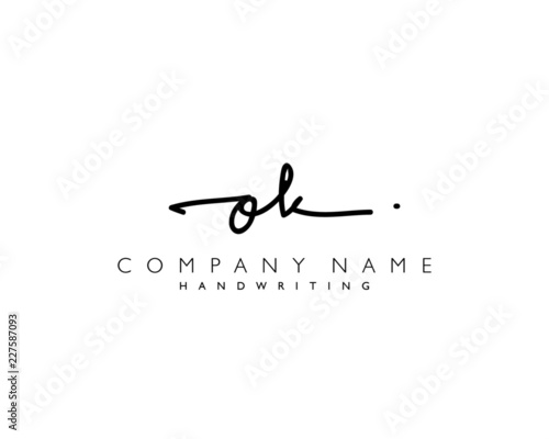 O K Initial handwriting logo