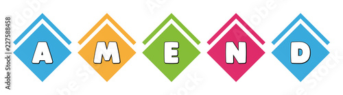 Schilderij op canvas Amend - typography in multi-colored boxes on white background
