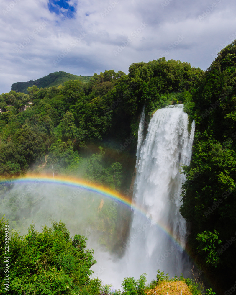Rainbow over the Marmore Falls in Umbria, Italy