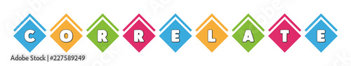 Фотография Correlate - typography in multi-colored boxes on white background