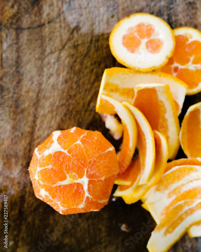 Peeling an orange for a recipe photo