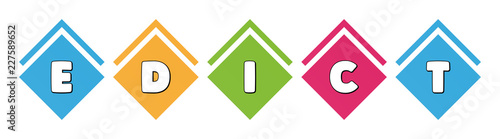 Fotografija Edict - typography in multi-colored boxes on white background