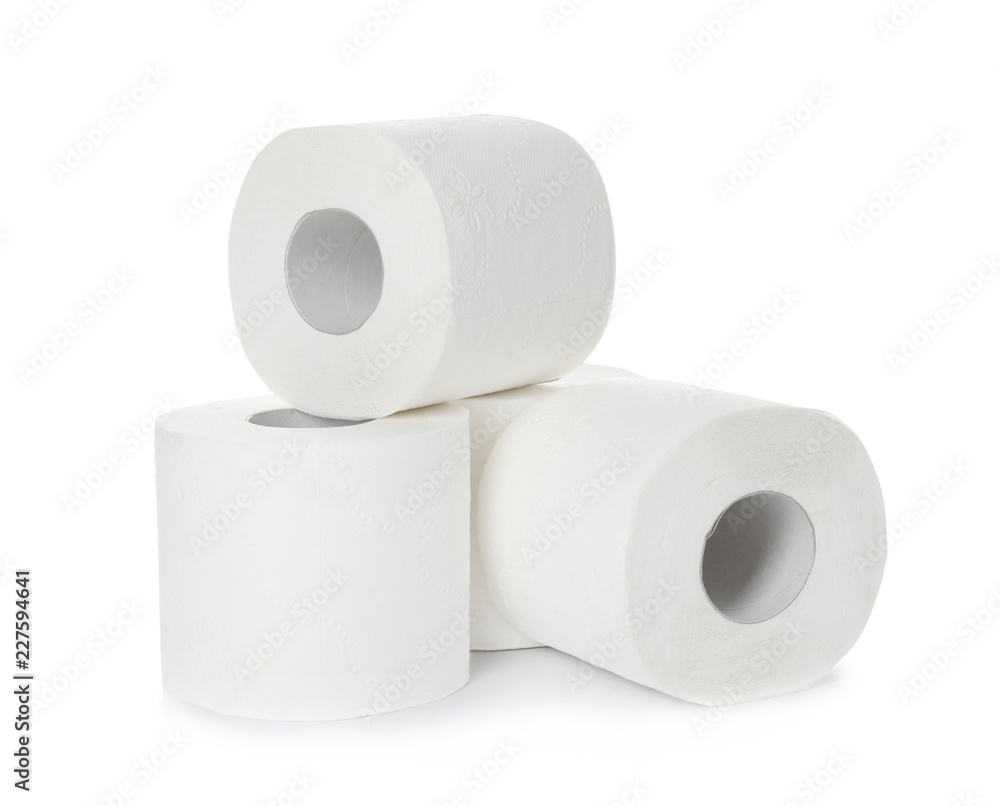 Rolls of toilet paper on white background Rolls of toilet paper on white background